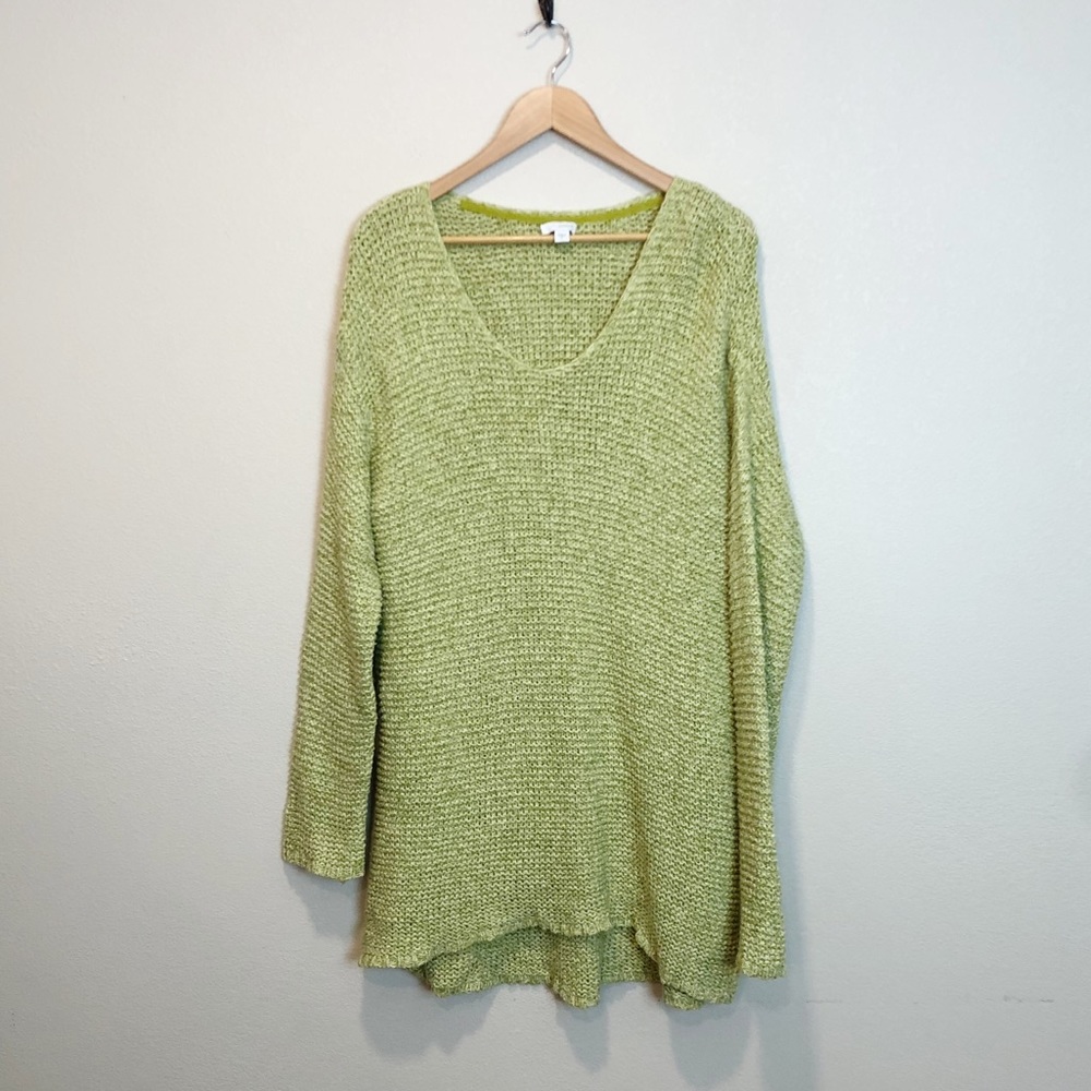 J Jill Pure Jill Chunky Knit V Neck Tunic Sweater Size Large